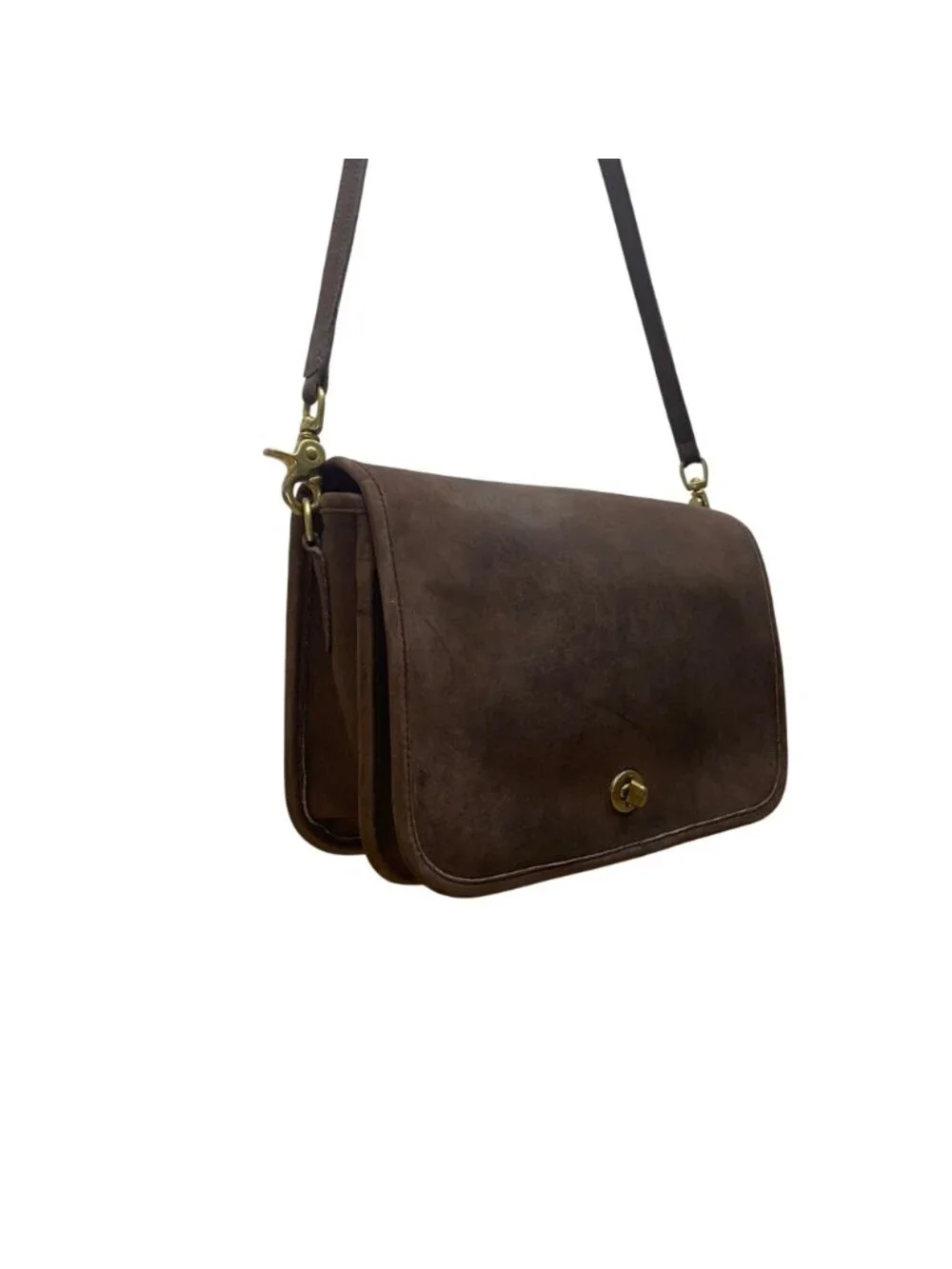 Vintage Coach Women’s Brown Leather With Twist Lock Closure Shoulder Bag